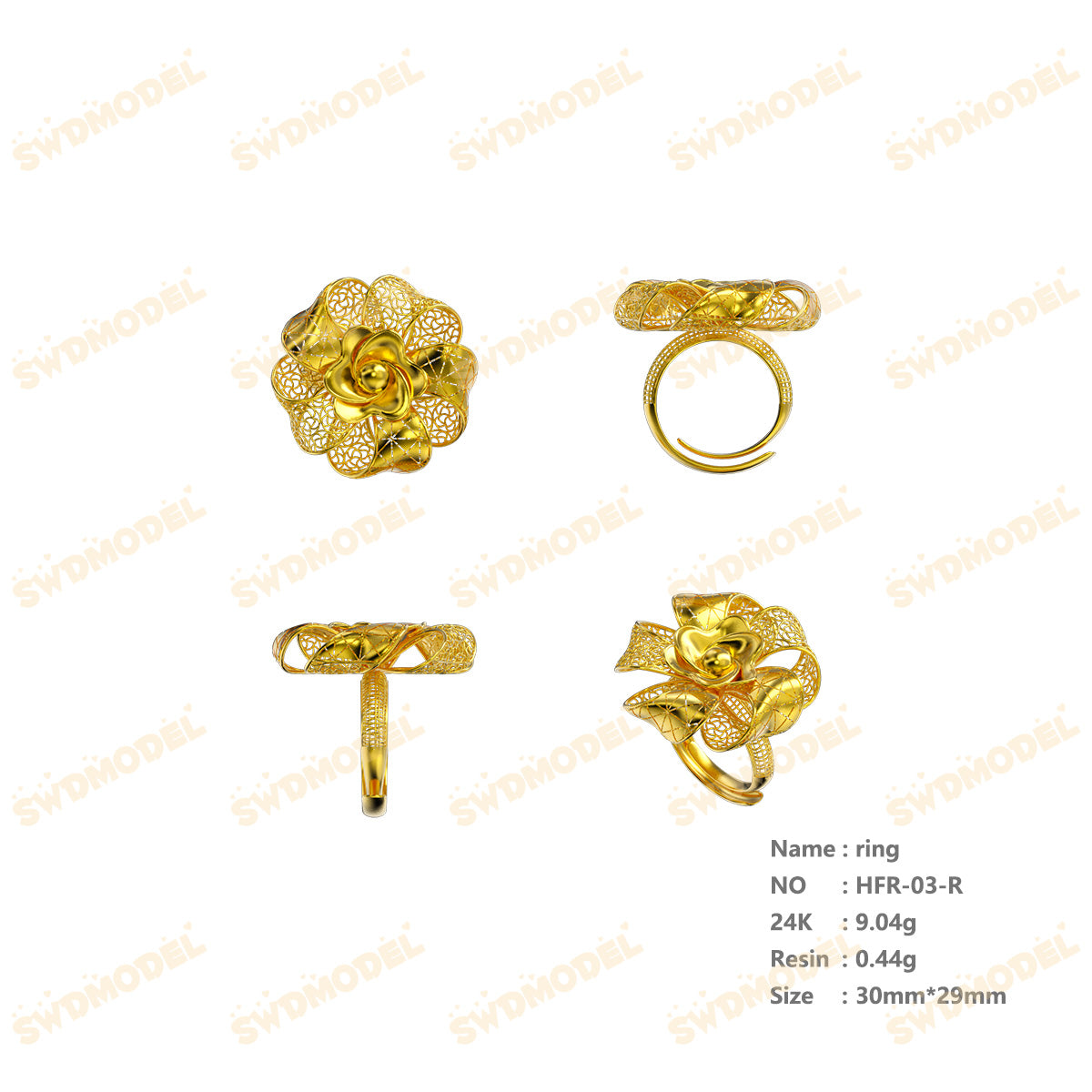 Jewelry set  Filigree Set   White Wax Casting Resin 3D Printing Service  HFR-03