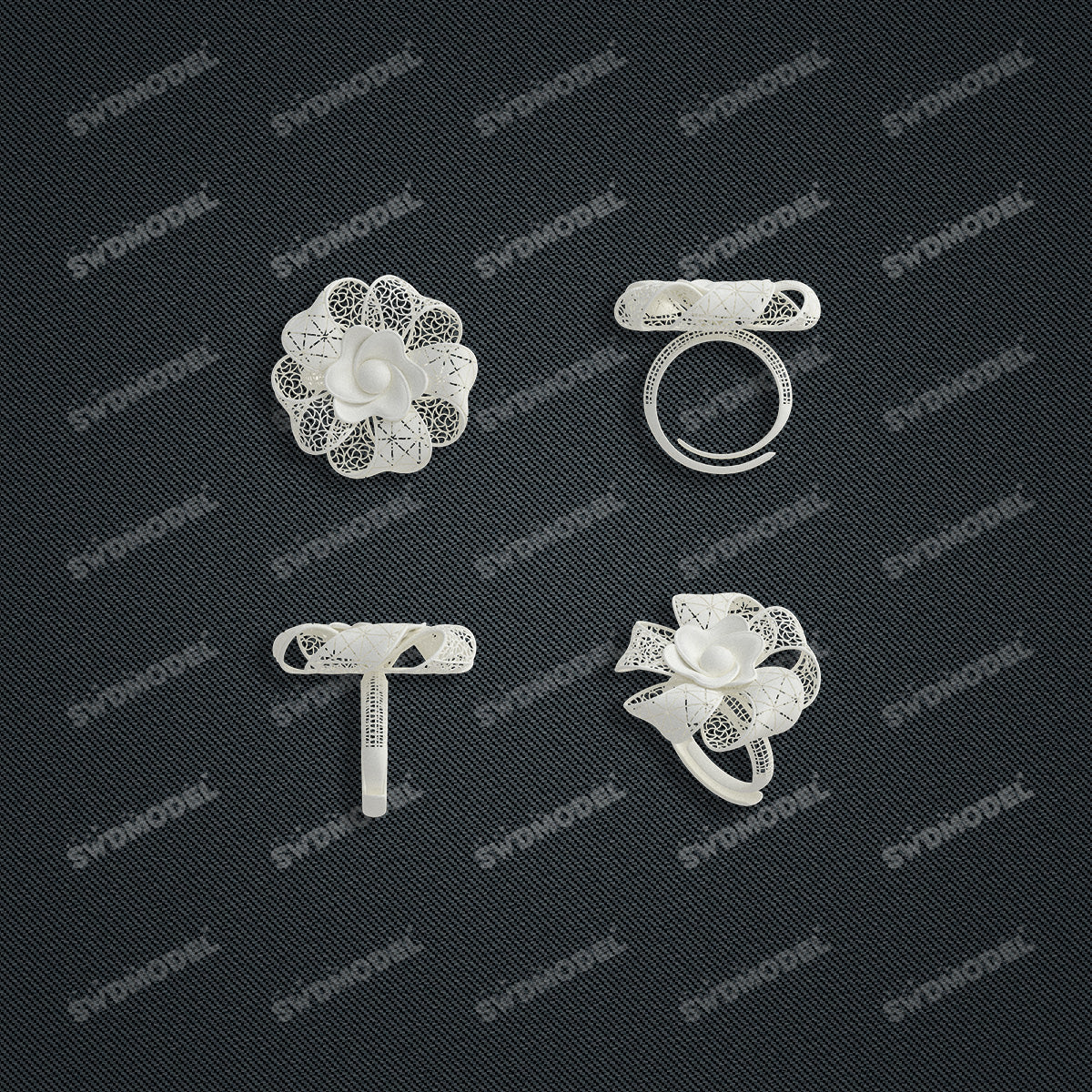 Jewelry set  Filigree Set   White Wax Casting Resin 3D Printing Service  HFR-03