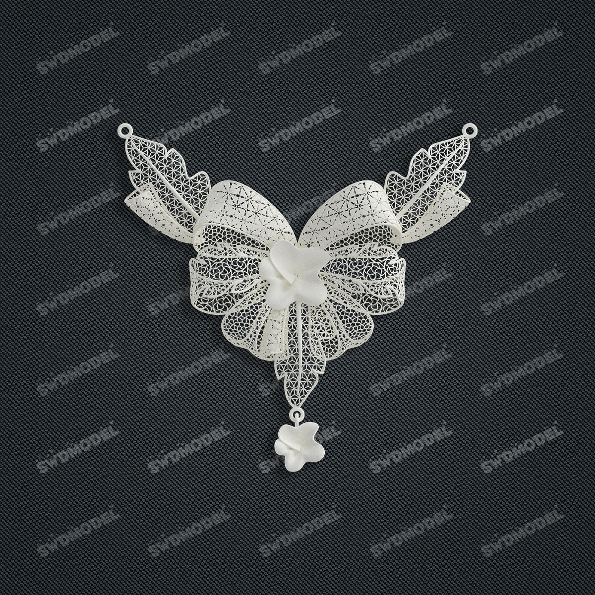 Jewelry set Filigree Necklace White Wax Casting Resin 3D Printing Service  HFR-04-N