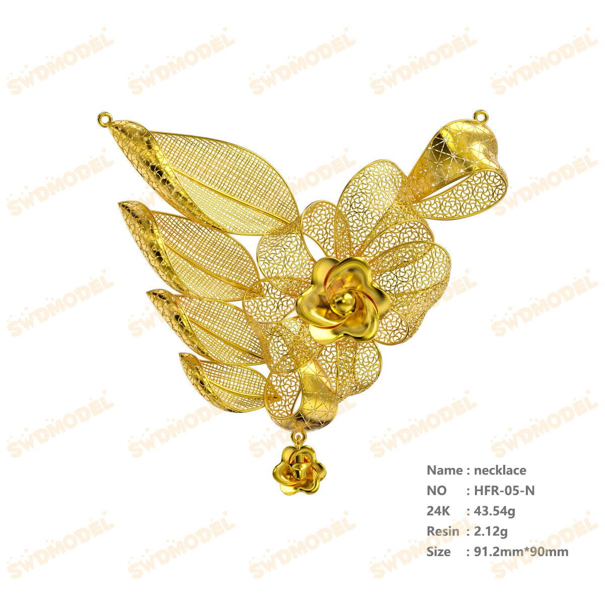 Jewelry set  Filigree Set   White Wax Casting Resin 3D Printing Service  HFR-05