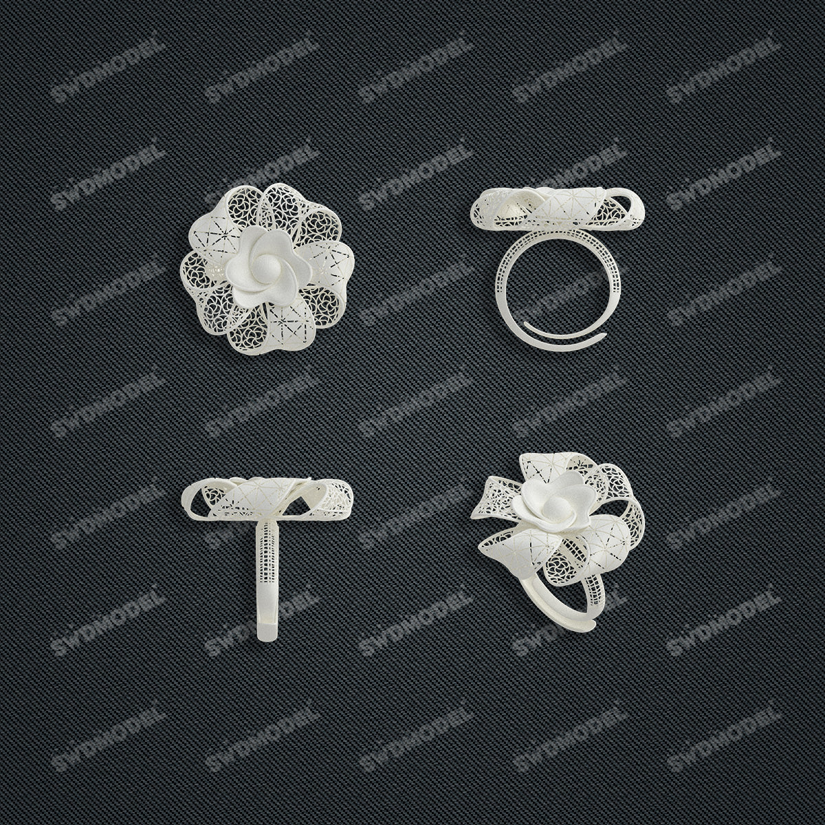 Jewelry set  Filigree Set   White Wax Casting Resin 3D Printing Service  HFR-05