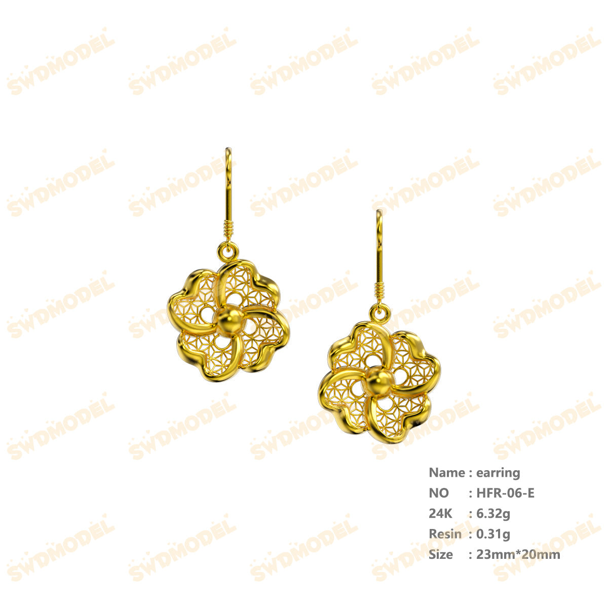 Jewelry set  Filigree Set   White Wax Casting Resin 3D Printing Service  HFR-06
