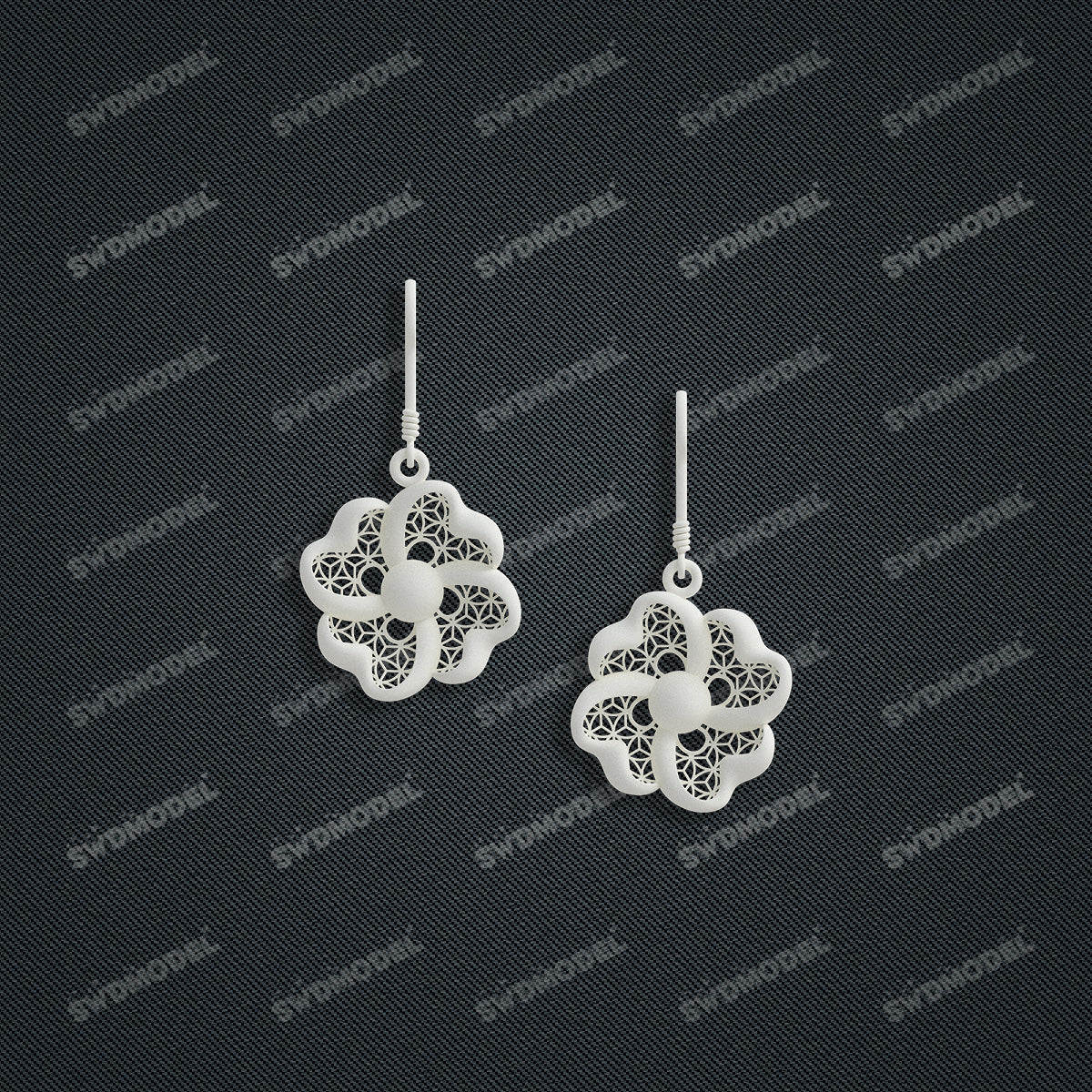 Jewelry set Filigree Earrings White Wax Casting Resin 3D Printing Service   HFR-06-E