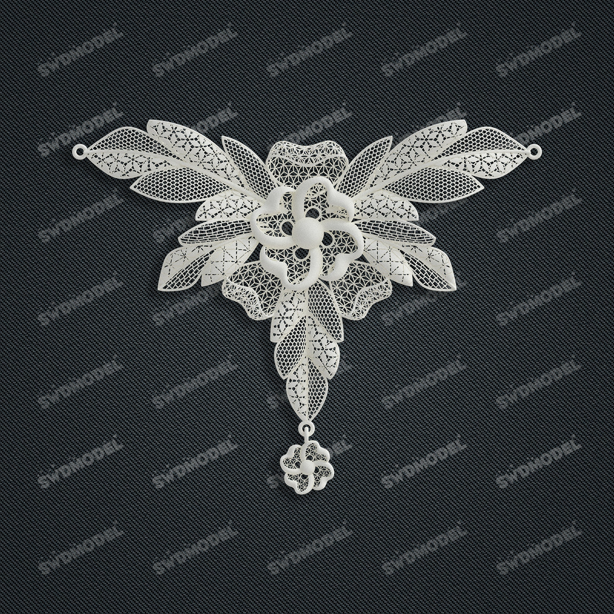 Jewelry set Filigree Necklace White Wax Casting Resin 3D Printing Service  HFR-06-N
