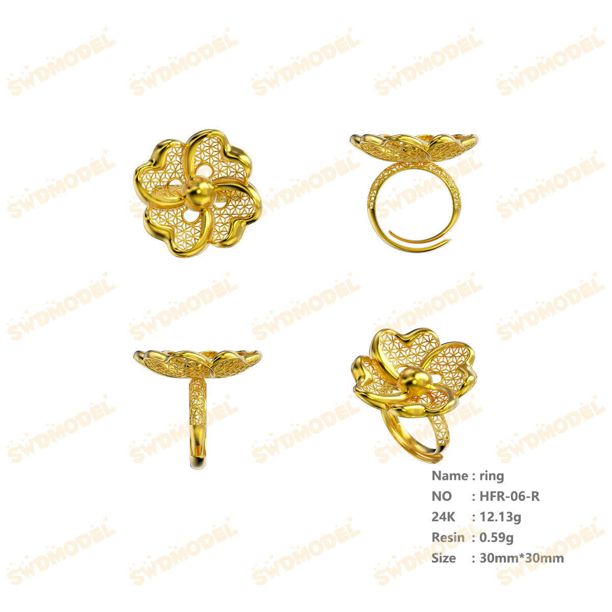 Jewelry set Filigree Earrings White Wax Casting Resin 3D Printing Service   HFR-06-E