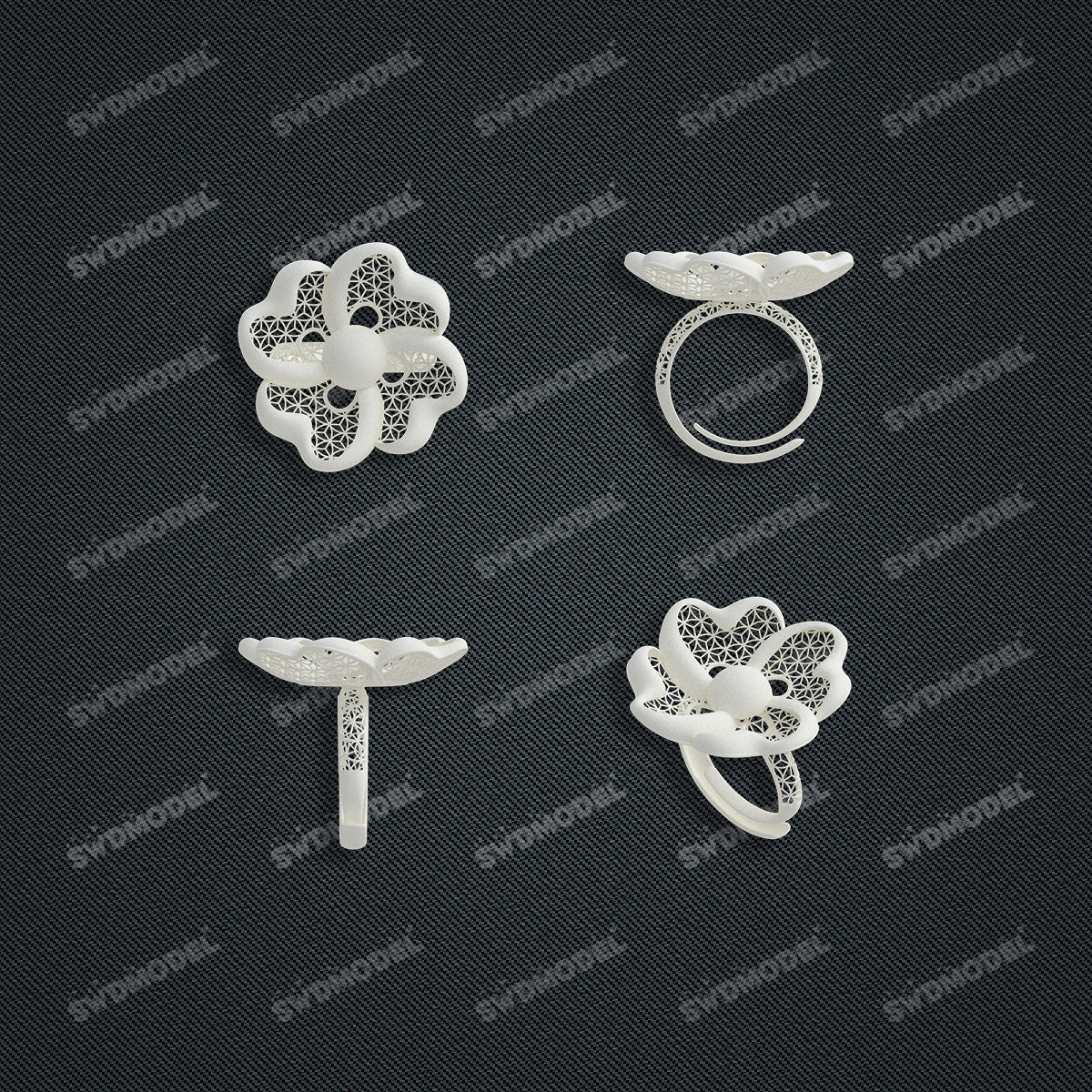 Jewelry set Filigree Ring White Wax Casting Resin 3D Printing Service  HFR-06-R