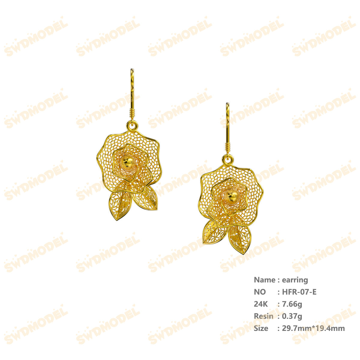 Jewelry set  Filigree Set   White Wax Casting Resin 3D Printing Service  HFR-07