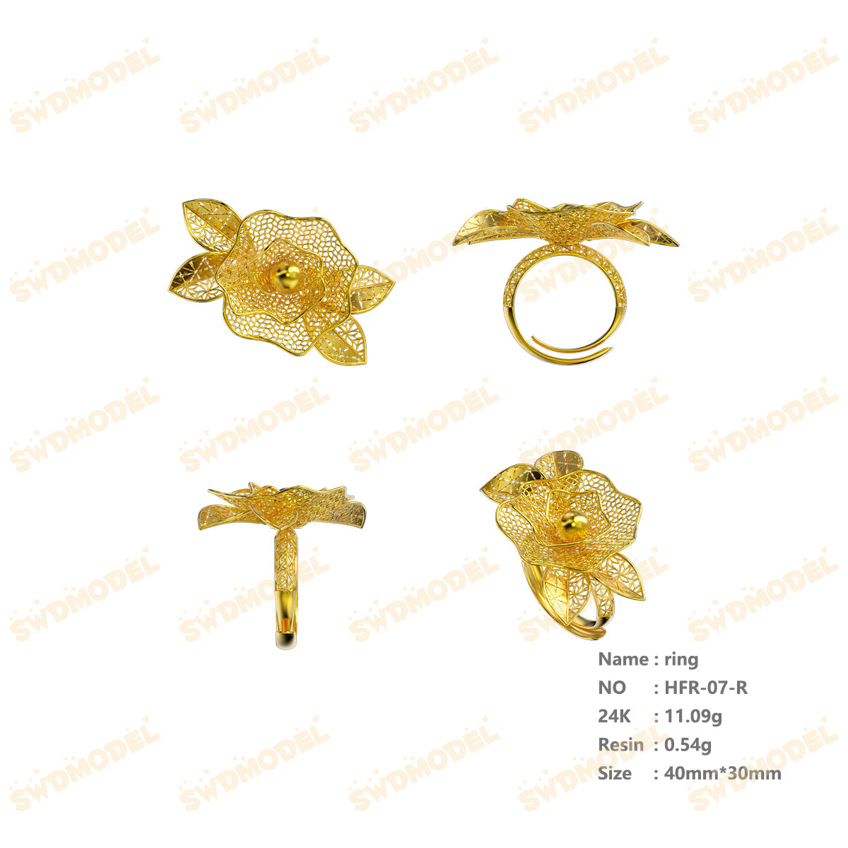 Jewelry set  Filigree Set   White Wax Casting Resin 3D Printing Service  HFR-07
