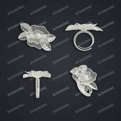 Jewelry set Filigree Ring White Wax Casting Resin 3D Printing Service  HFR-07-R