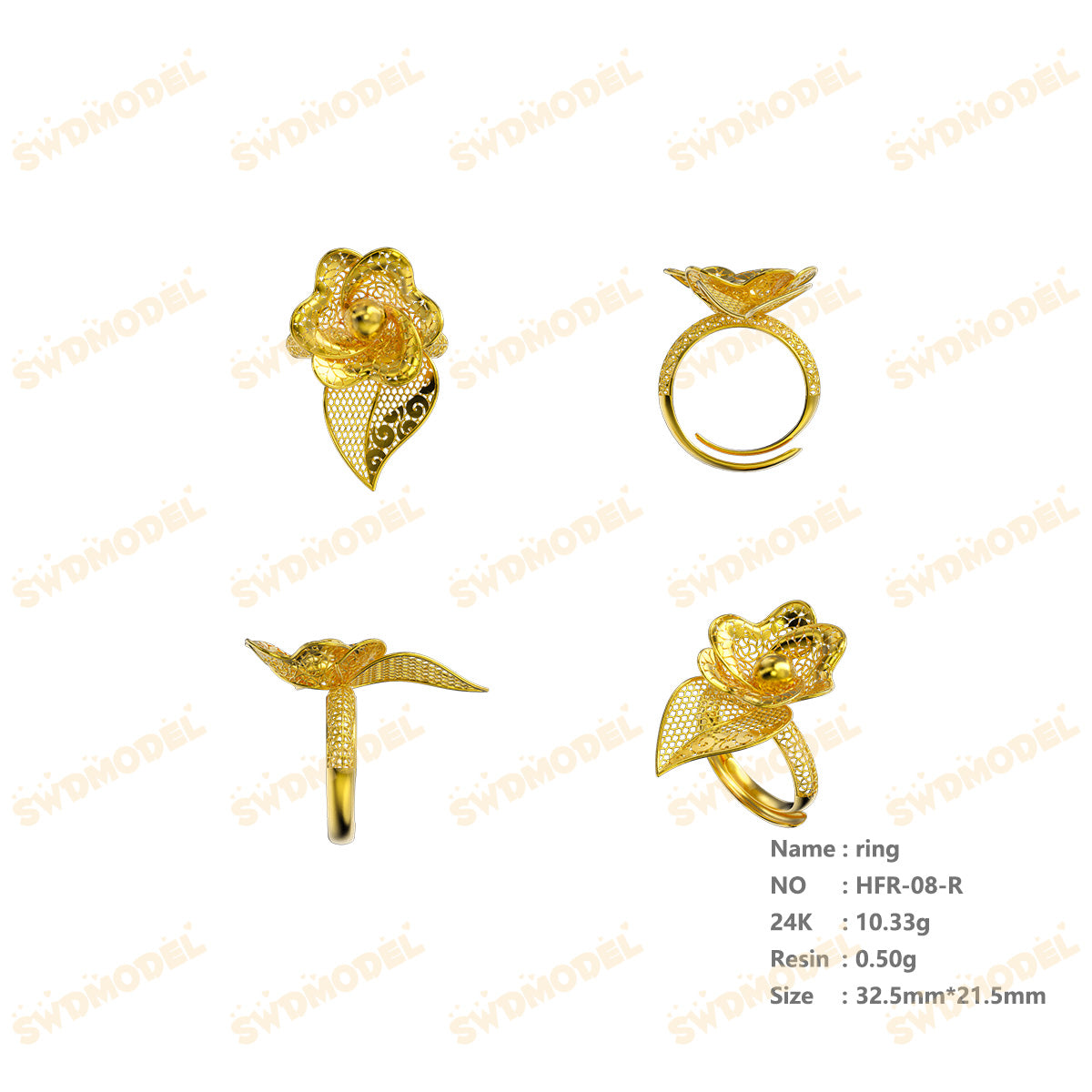 Jewelry set  Filigree Set   White Wax Casting Resin 3D Printing Service  HFR-08
