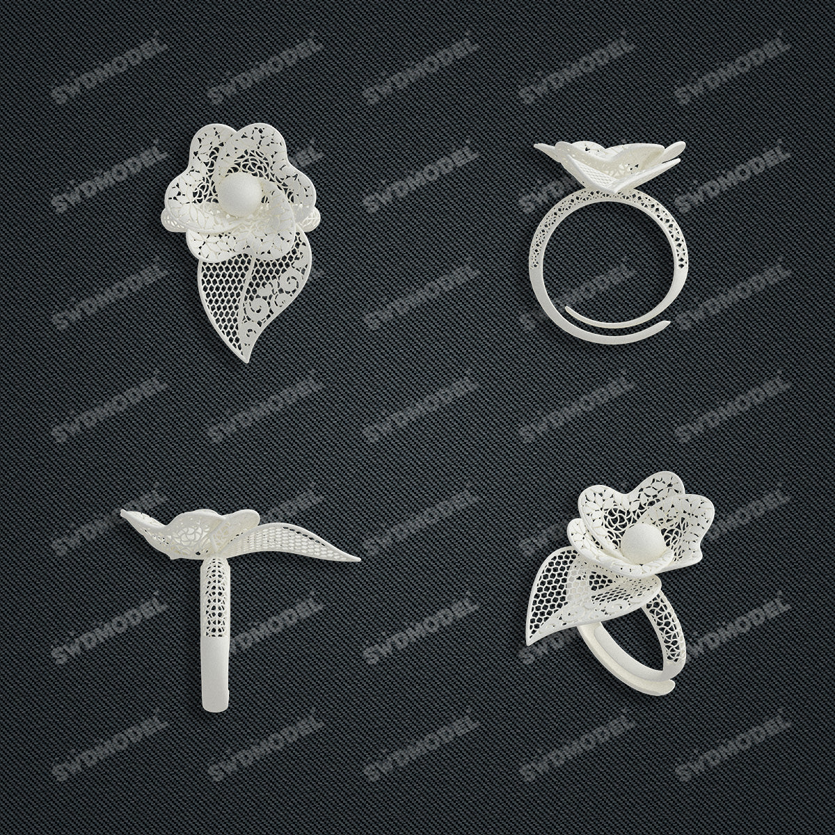 Jewelry set  Filigree Set   White Wax Casting Resin 3D Printing Service  HFR-08