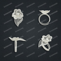 Jewelry set Filigree Ring White Wax Casting Resin 3D Printing Service  HFR-08-R