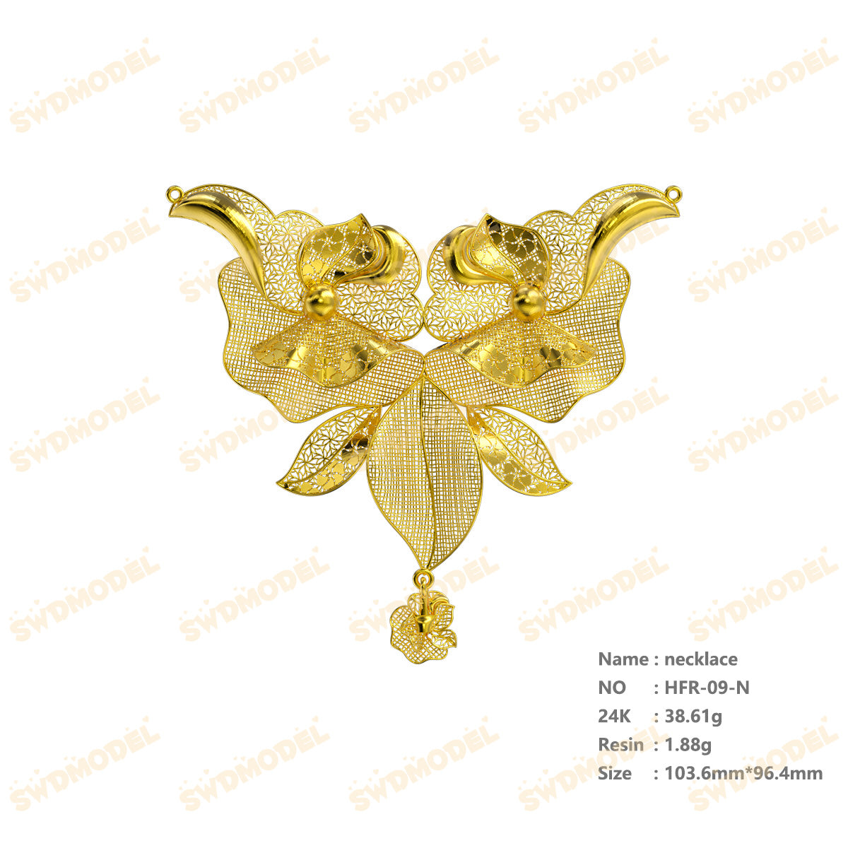 Jewelry set  Filigree Set   White Wax Casting Resin 3D Printing Service  HFR-09