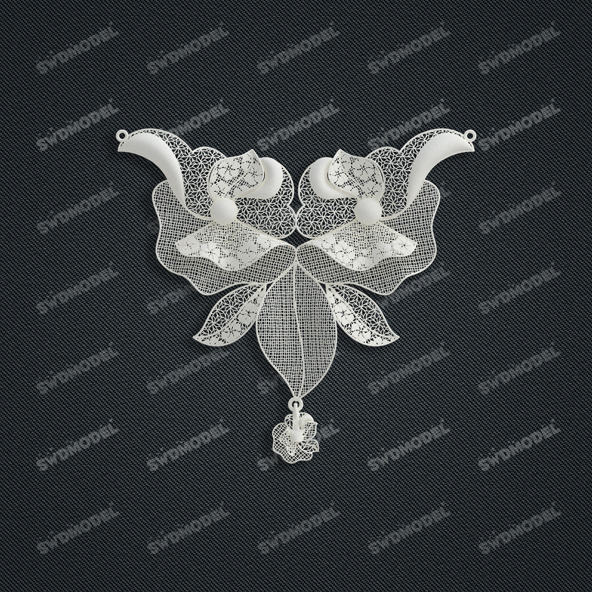 Jewelry set Filigree Necklace White Wax Casting Resin 3D Printing Service  HFR-09-N