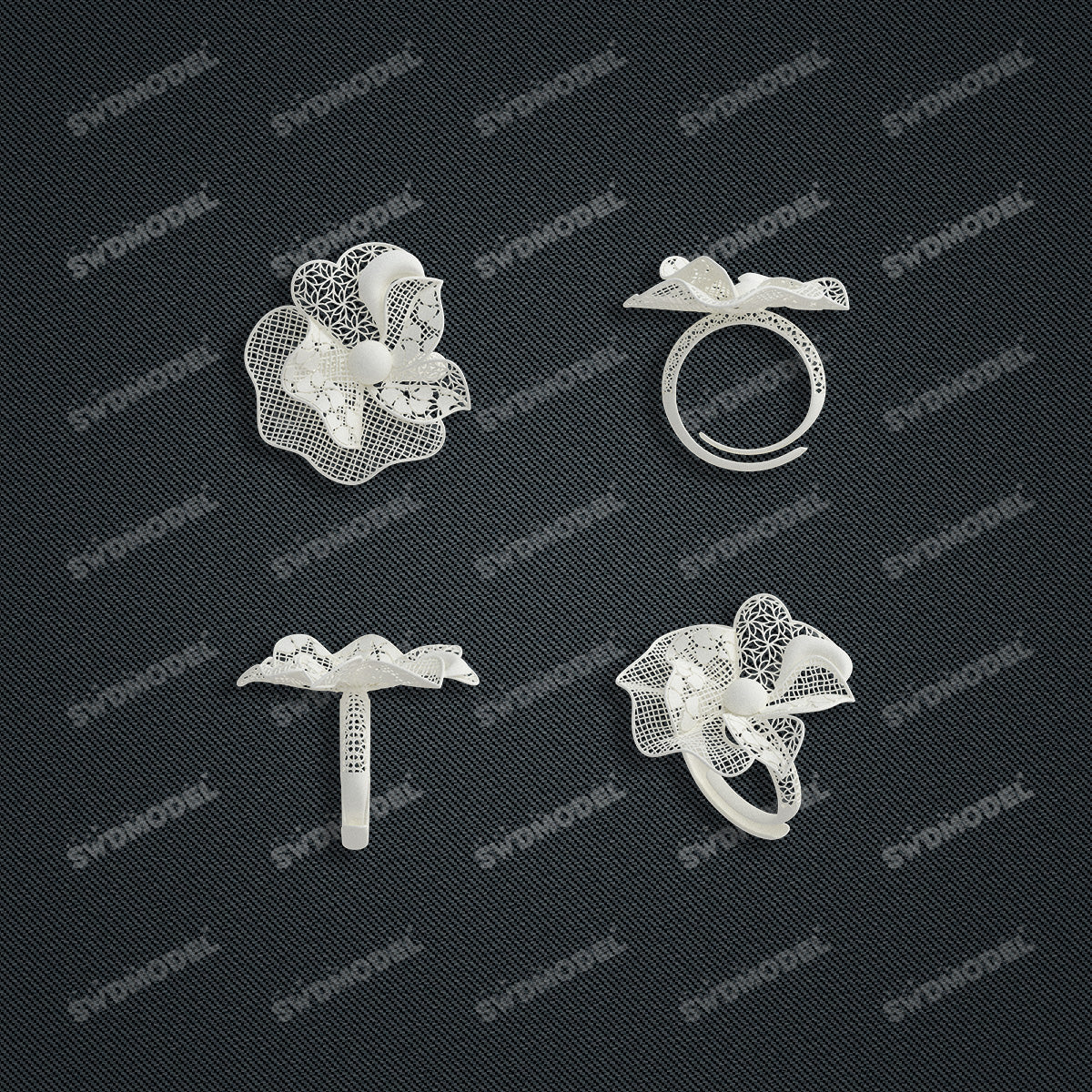 Jewelry set  Filigree Set   White Wax Casting Resin 3D Printing Service  HFR-09