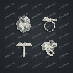 Jewelry set Filigree Ring White Wax Casting Resin 3D Printing Service  HFR-09-R
