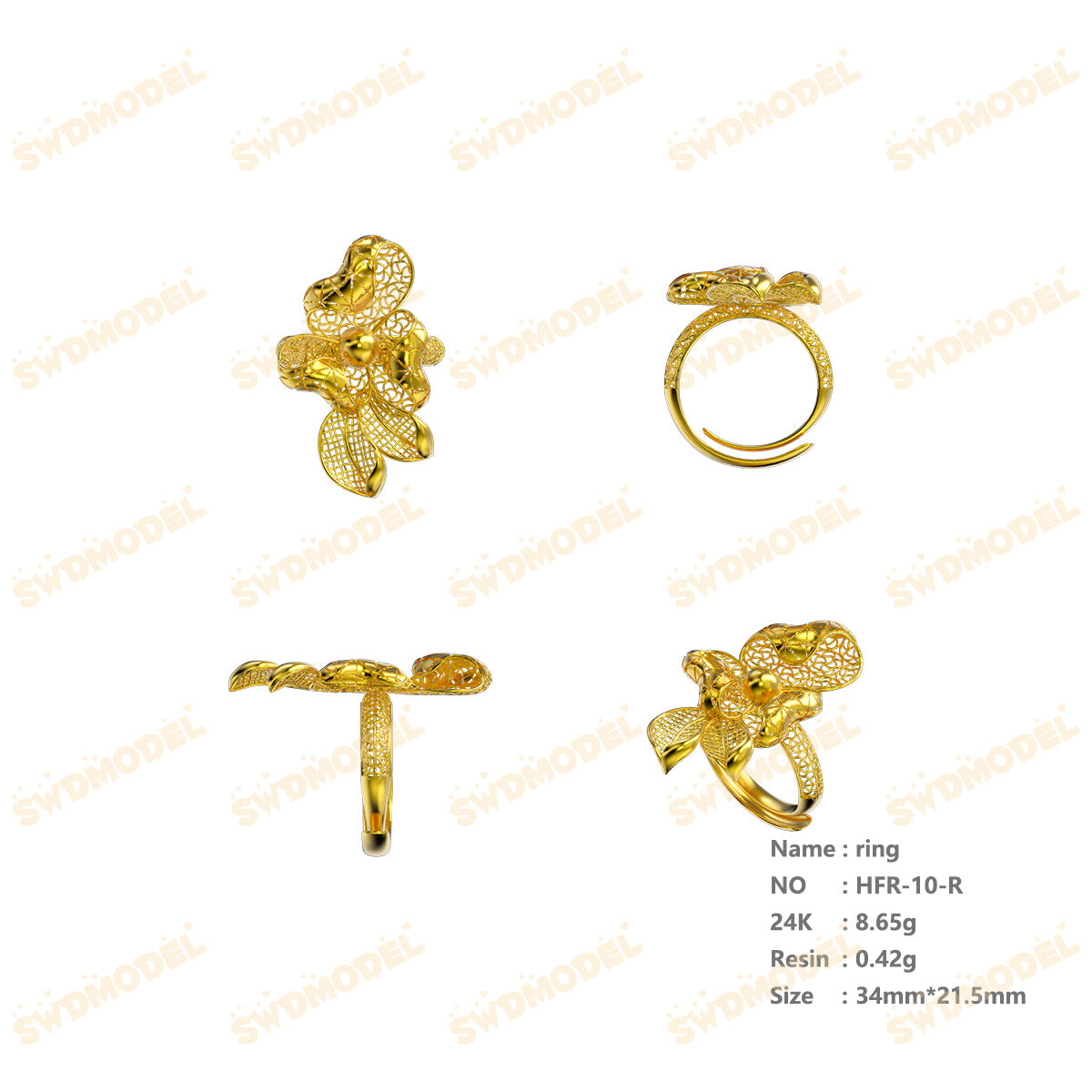Jewelry set  Filigree Set   White Wax Casting Resin 3D Printing Service  HFR-10