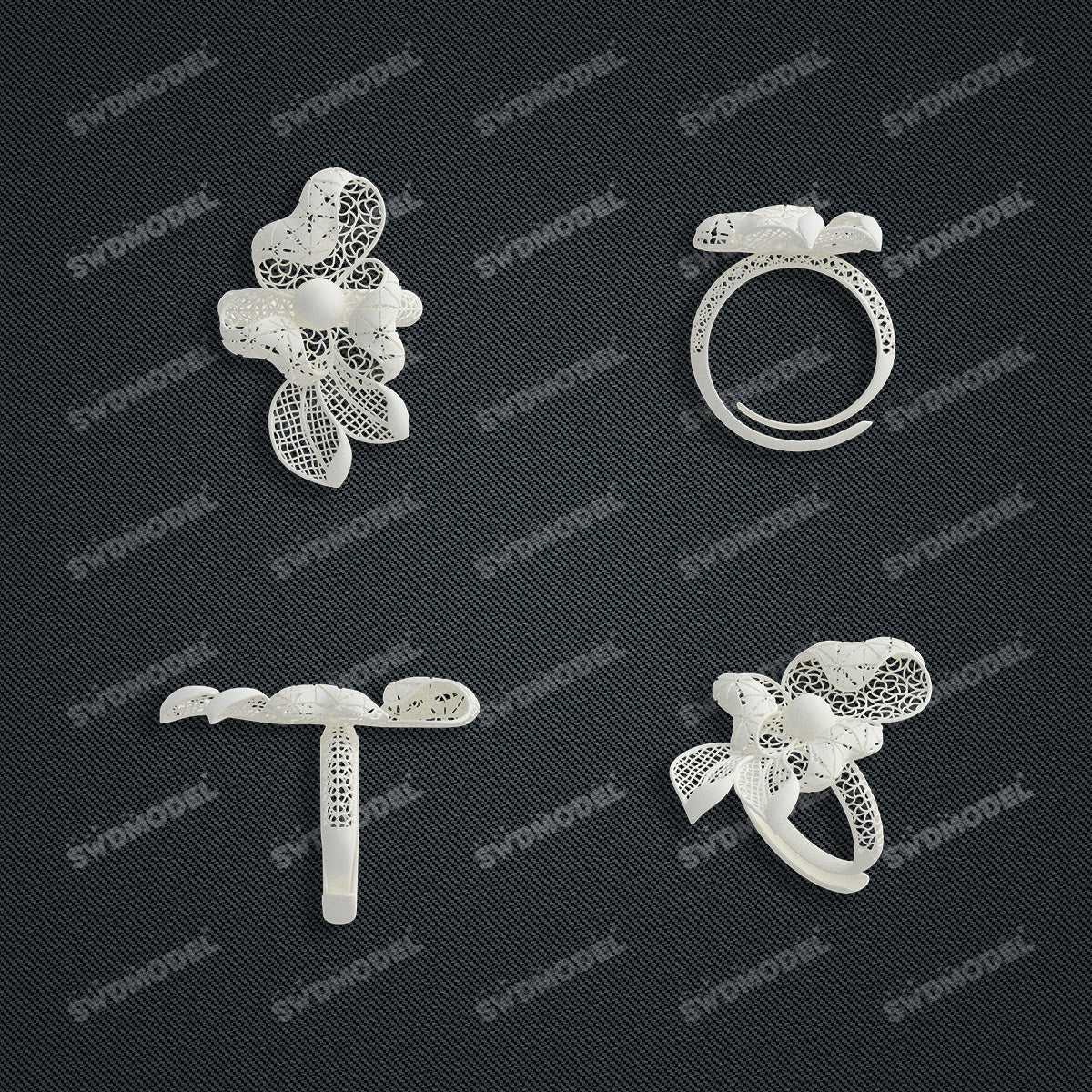 Jewelry set Filigree Ring White Wax Casting Resin 3D Printing Service  HFR-10-R