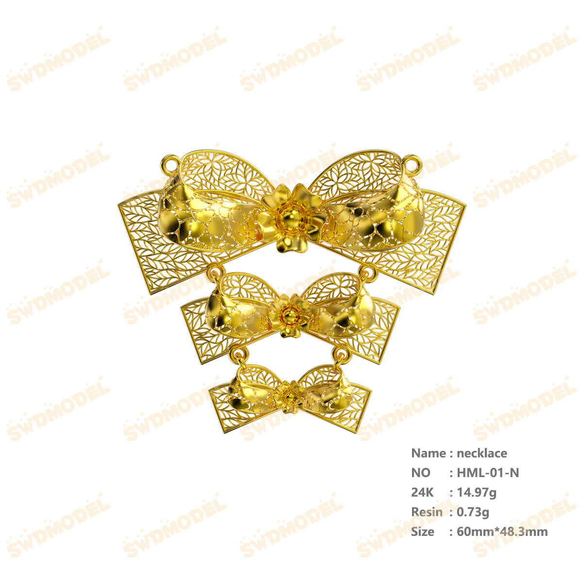 Jewelry set Filigree Necklace White Wax Casting Resin 3D Printing Service  HML-01-N