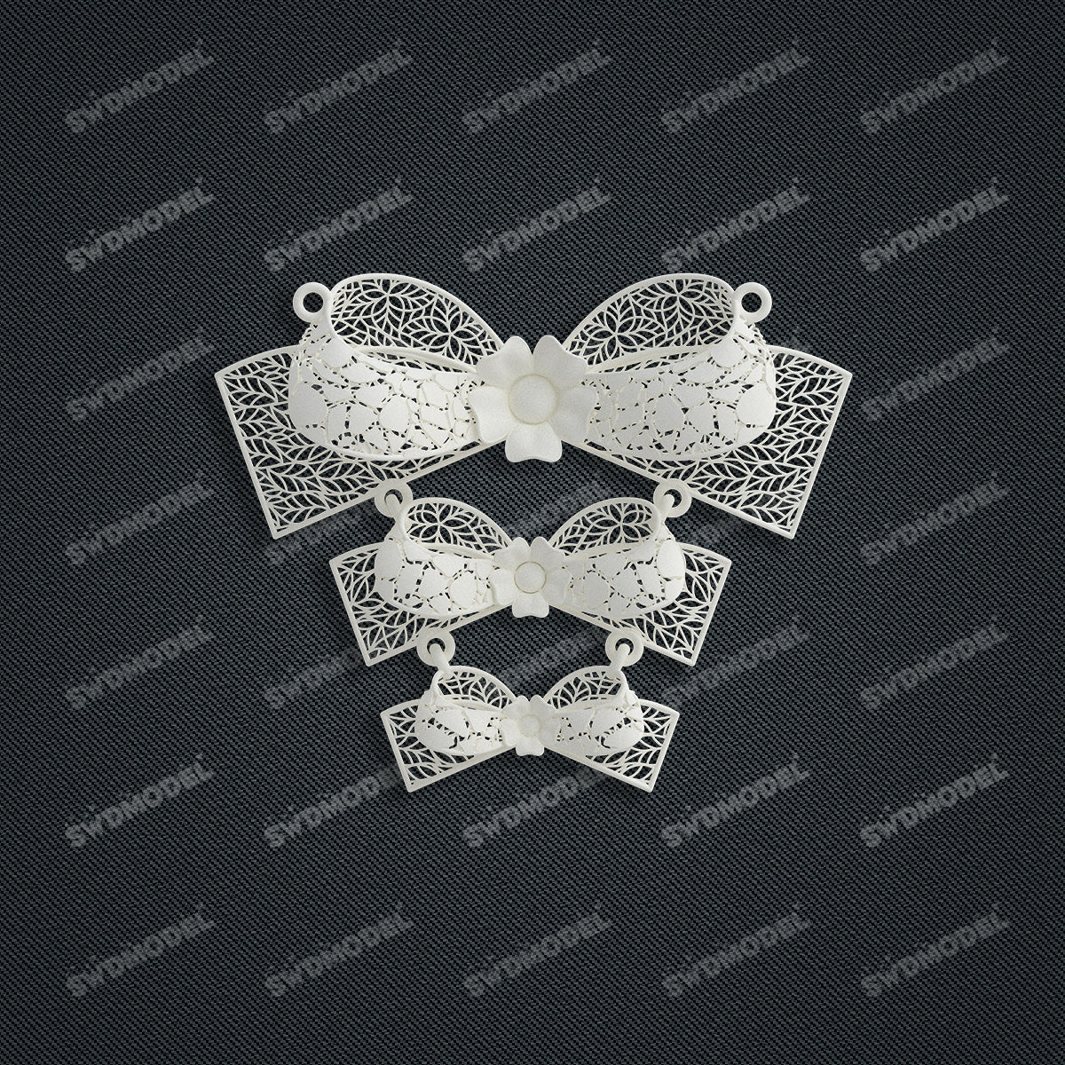 Jewelry set Filigree Necklace White Wax Casting Resin 3D Printing Service  HML-01-N