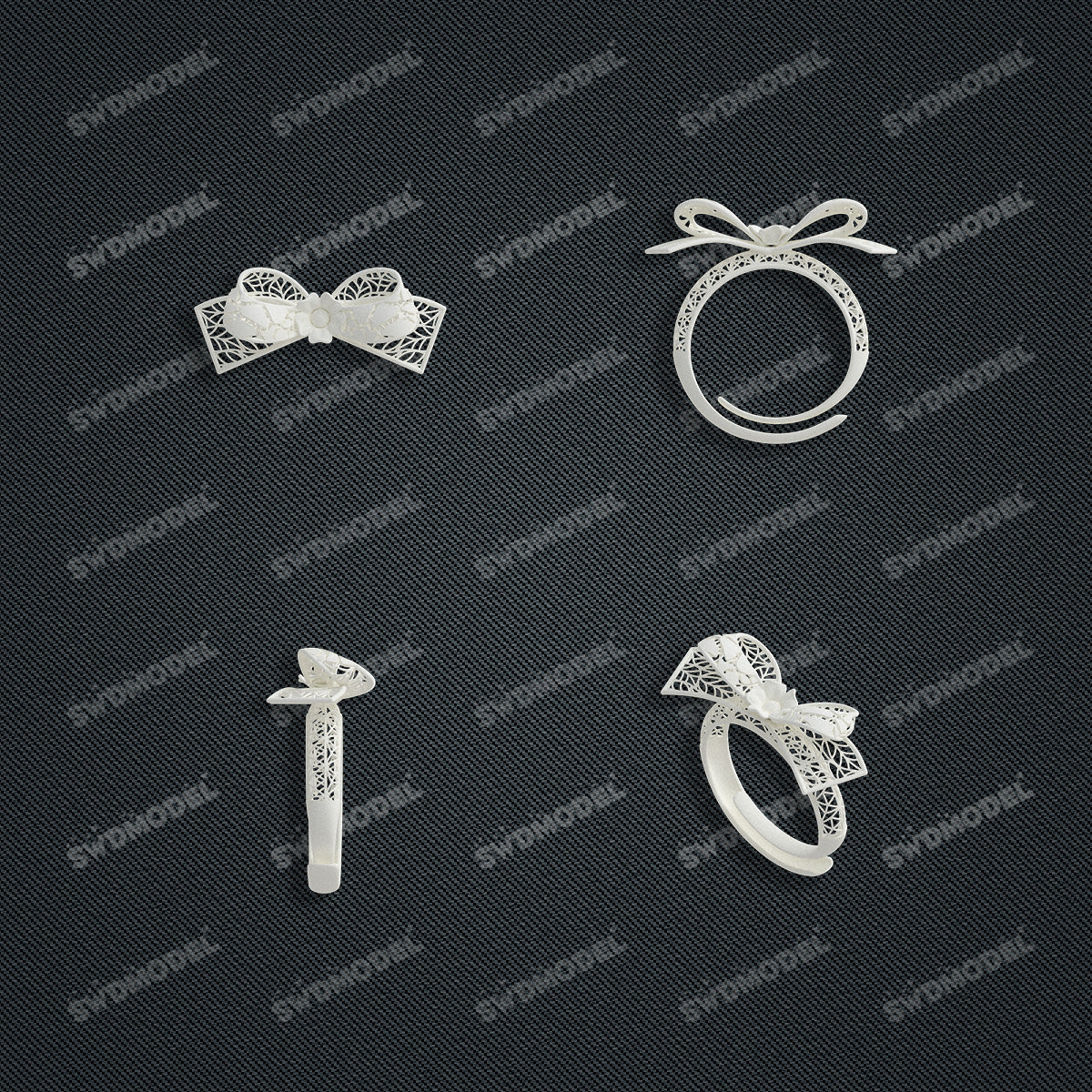 Jewelry set Filigree Ring White Wax Casting Resin 3D Printing Service  HML-01-R