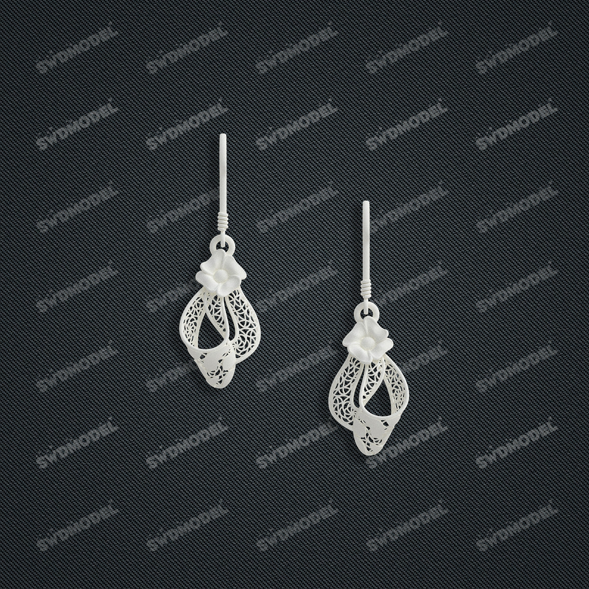 Jewelry set Filigree Earrings White Wax Casting Resin 3D Printing Service   HML-02-E
