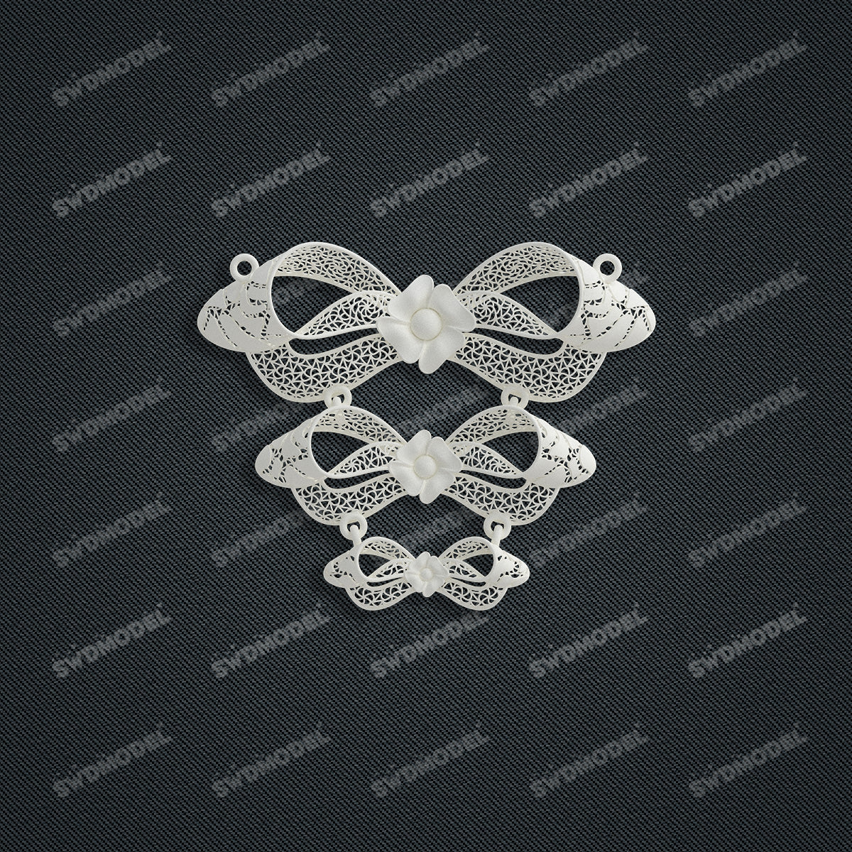 Jewelry set Filigree Necklace White Wax Casting Resin 3D Printing Service  HML-02-N