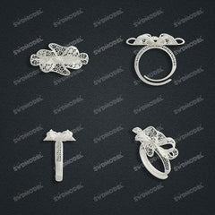 Jewelry set Filigree Ring White Wax Casting Resin 3D Printing Service  HML-02-R