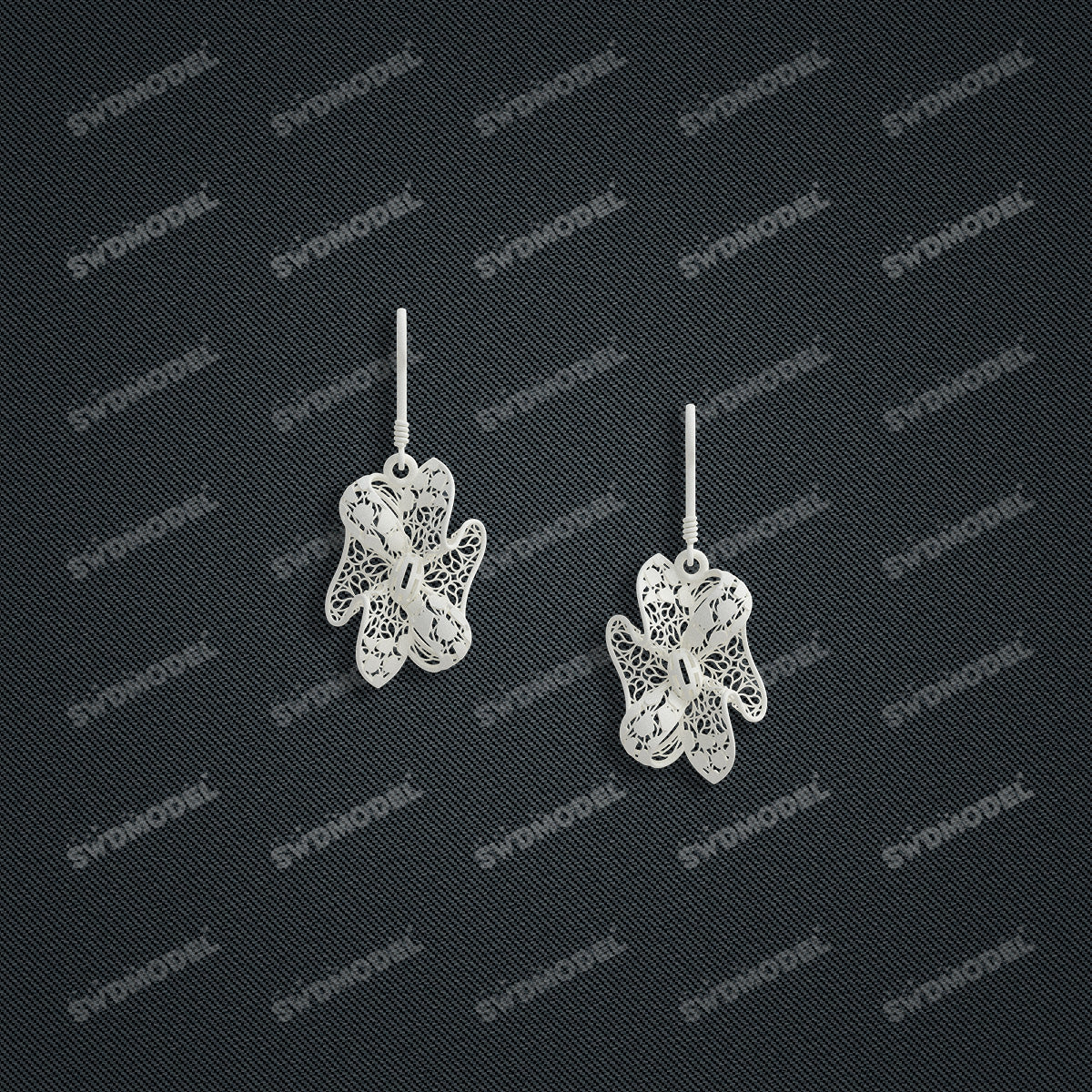 Jewelry set Filigree Earrings White Wax Casting Resin 3D Printing Service   HML-03-E