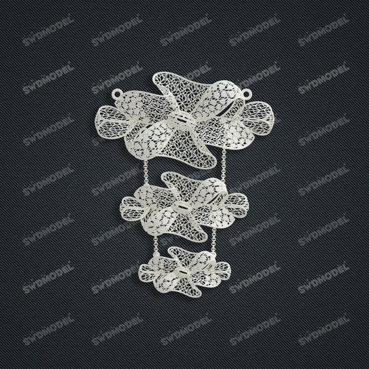 Jewelry set Filigree Necklace White Wax Casting Resin 3D Printing Service  HML-03-N