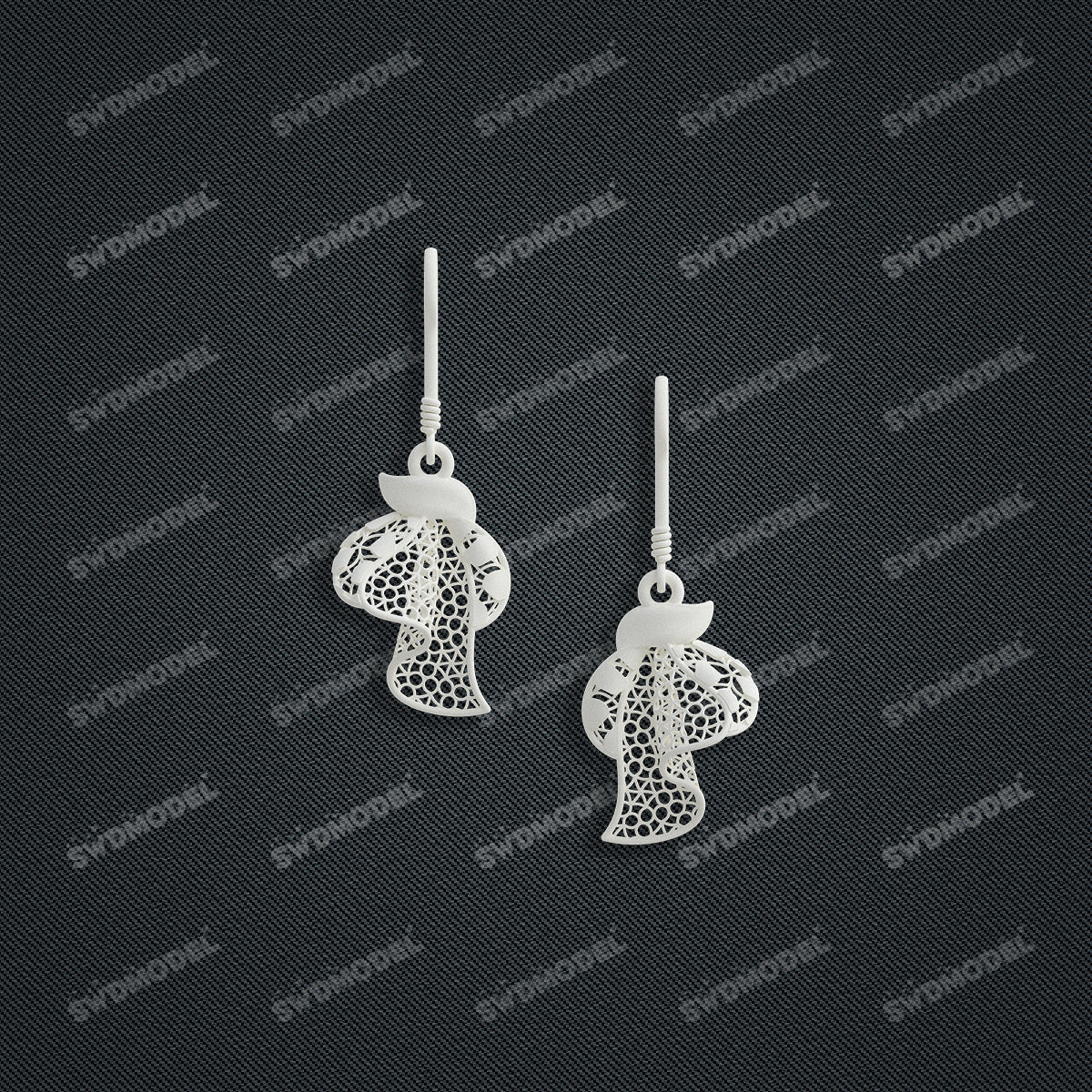 Jewelry set Filigree Earrings White Wax Casting Resin 3D Printing Service   HML-04-E