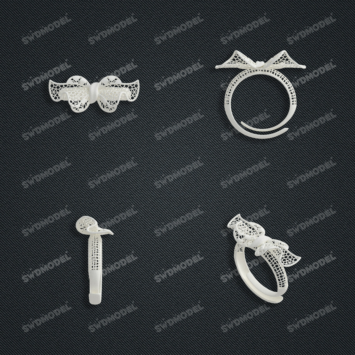 Jewelry set Filigree Ring White Wax Casting Resin 3D Printing Service  HML-04-R