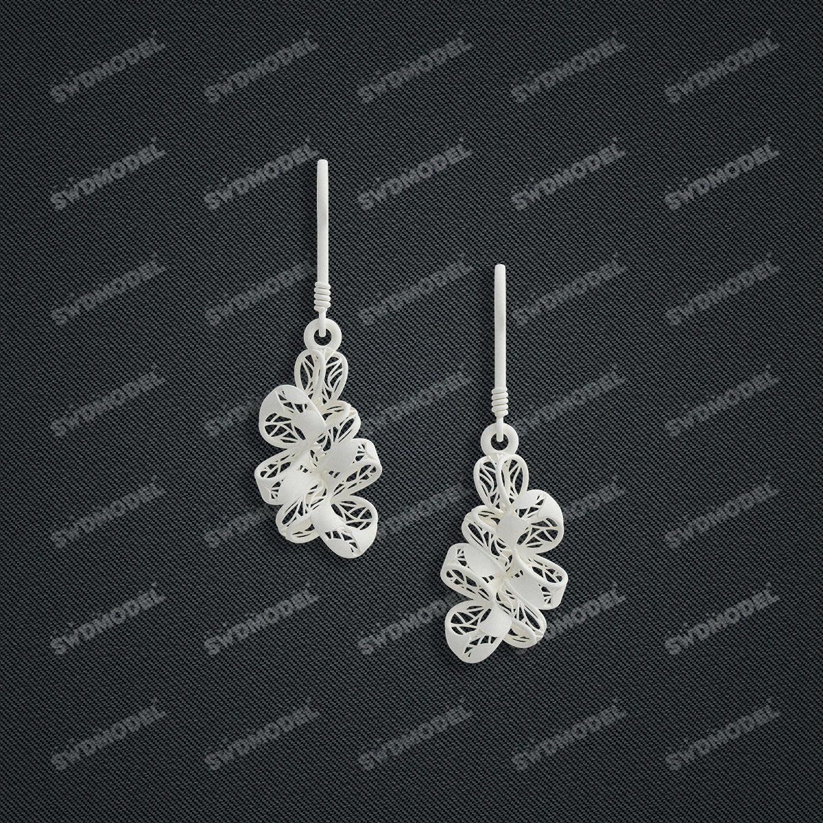 Jewelry set Filigree Earrings White Wax Casting Resin 3D Printing Service   HML-05-E