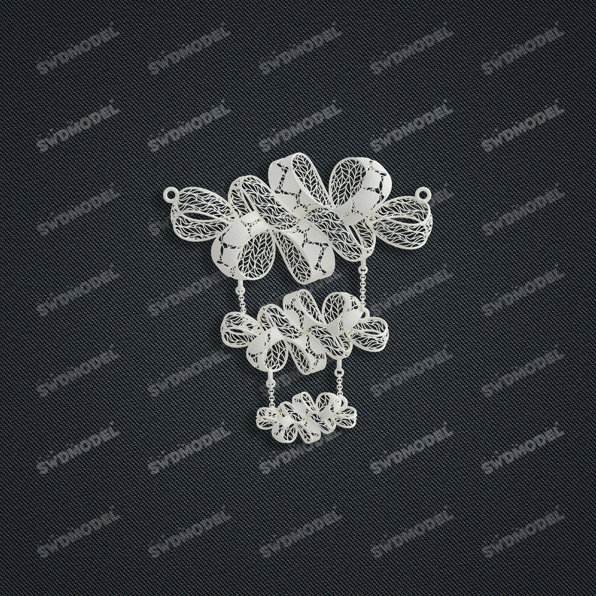 Jewelry set Filigree Necklace White Wax Casting Resin 3D Printing Service  HML-05-N