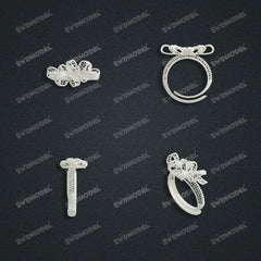 Jewelry set Filigree Ring White Wax Casting Resin 3D Printing Service  HML-05-R