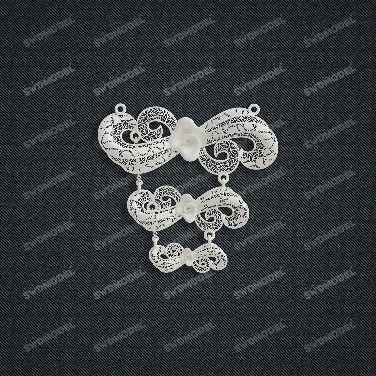 Jewelry set Filigree Necklace White Wax Casting Resin 3D Printing Service  HML-06-N