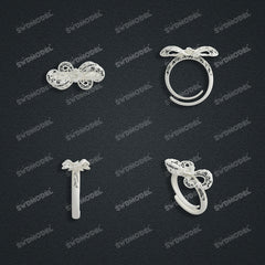 Jewelry set Filigree Ring White Wax Casting Resin 3D Printing Service  HML-06-R