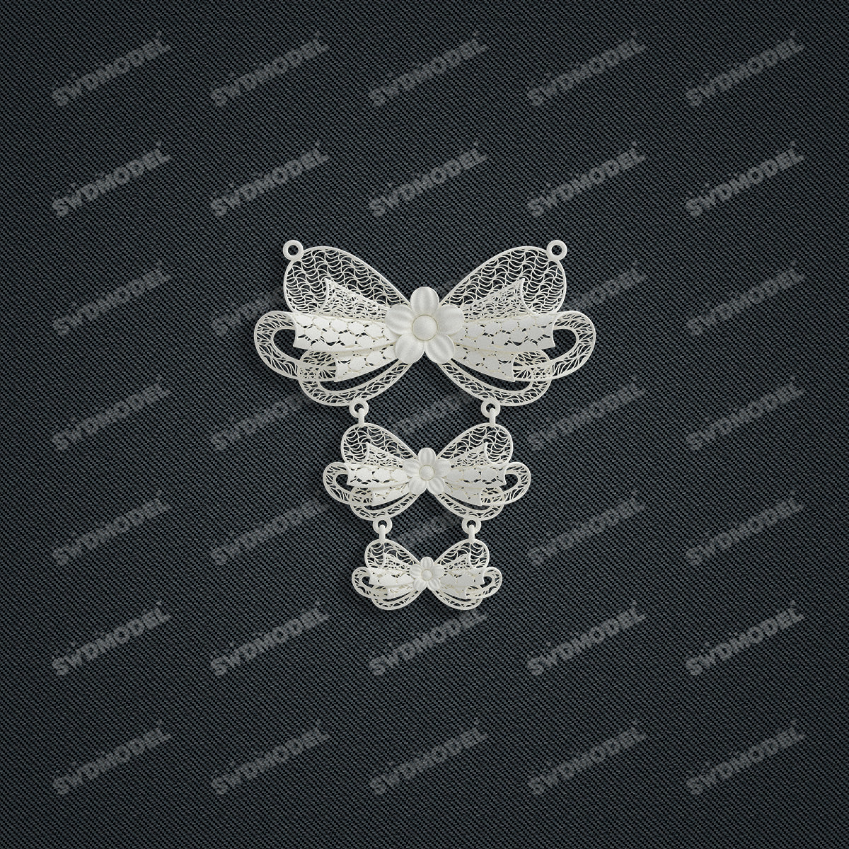 Jewelry set Filigree Necklace White Wax Casting Resin 3D Printing Service  HML-07-N