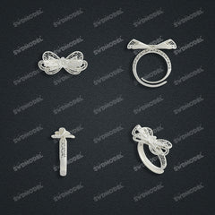 Jewelry set Filigree Ring White Wax Casting Resin 3D Printing Service  HML-07-R