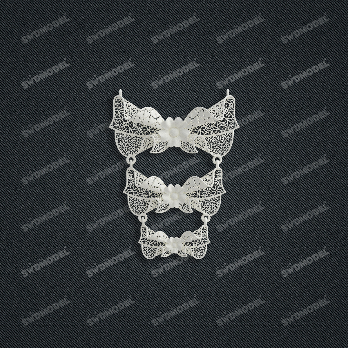 Jewelry set Filigree Necklace White Wax Casting Resin 3D Printing Service  HML-08-N