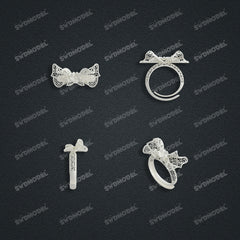 Jewelry set Filigree Ring White Wax Casting Resin 3D Printing Service  HML-08-R