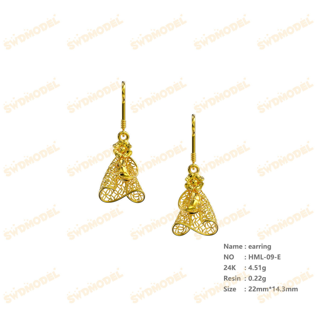 Jewelry set  Filigree Set   White Wax Casting Resin 3D Printing Service  HML-09
