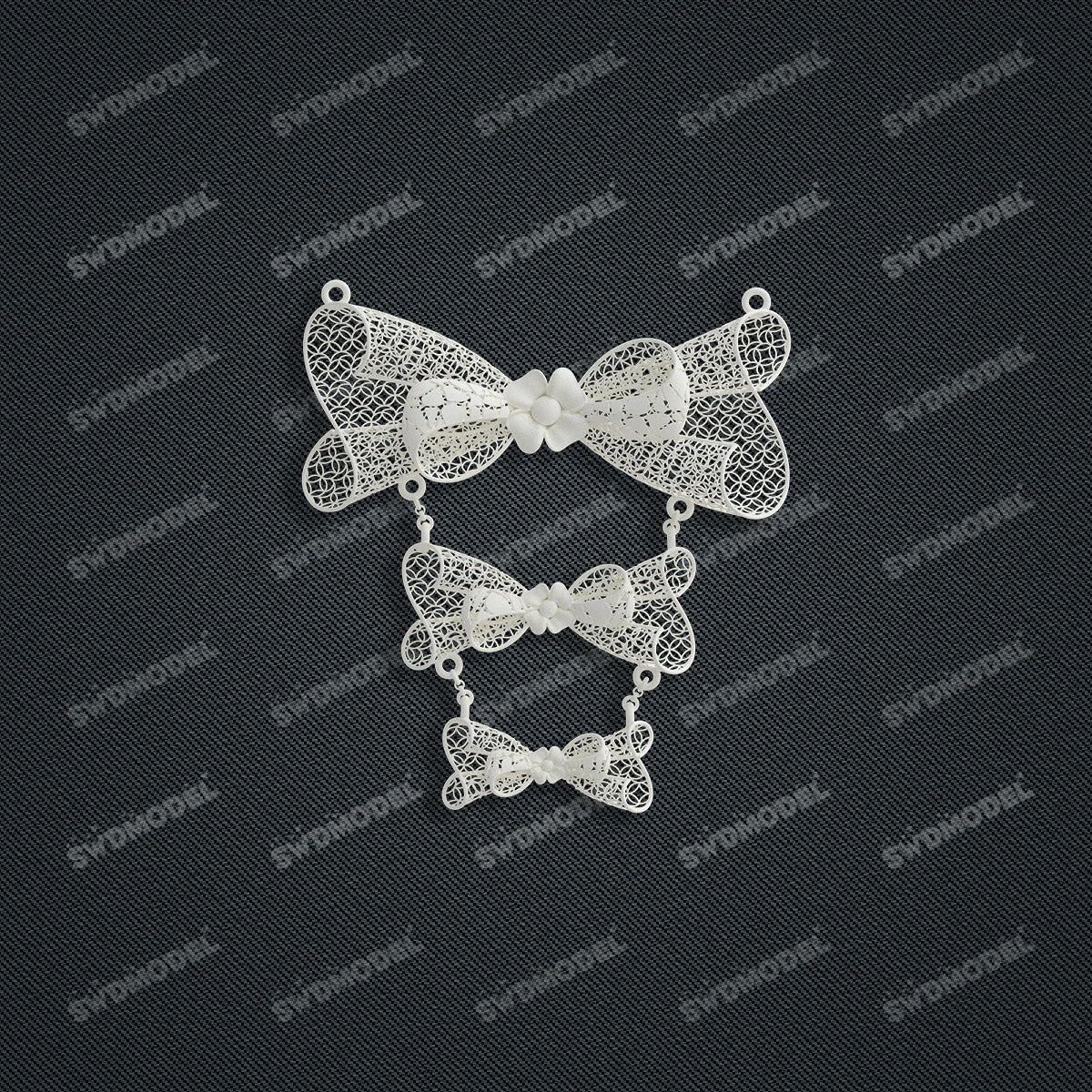 Jewelry set Filigree Necklace White Wax Casting Resin 3D Printing Service  HML-09-N