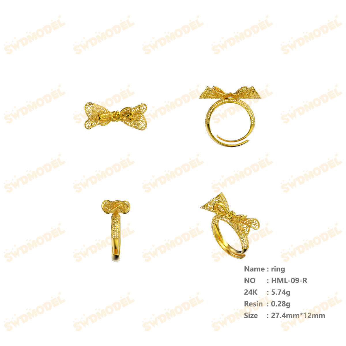 Jewelry set  Filigree Set   White Wax Casting Resin 3D Printing Service  HML-09