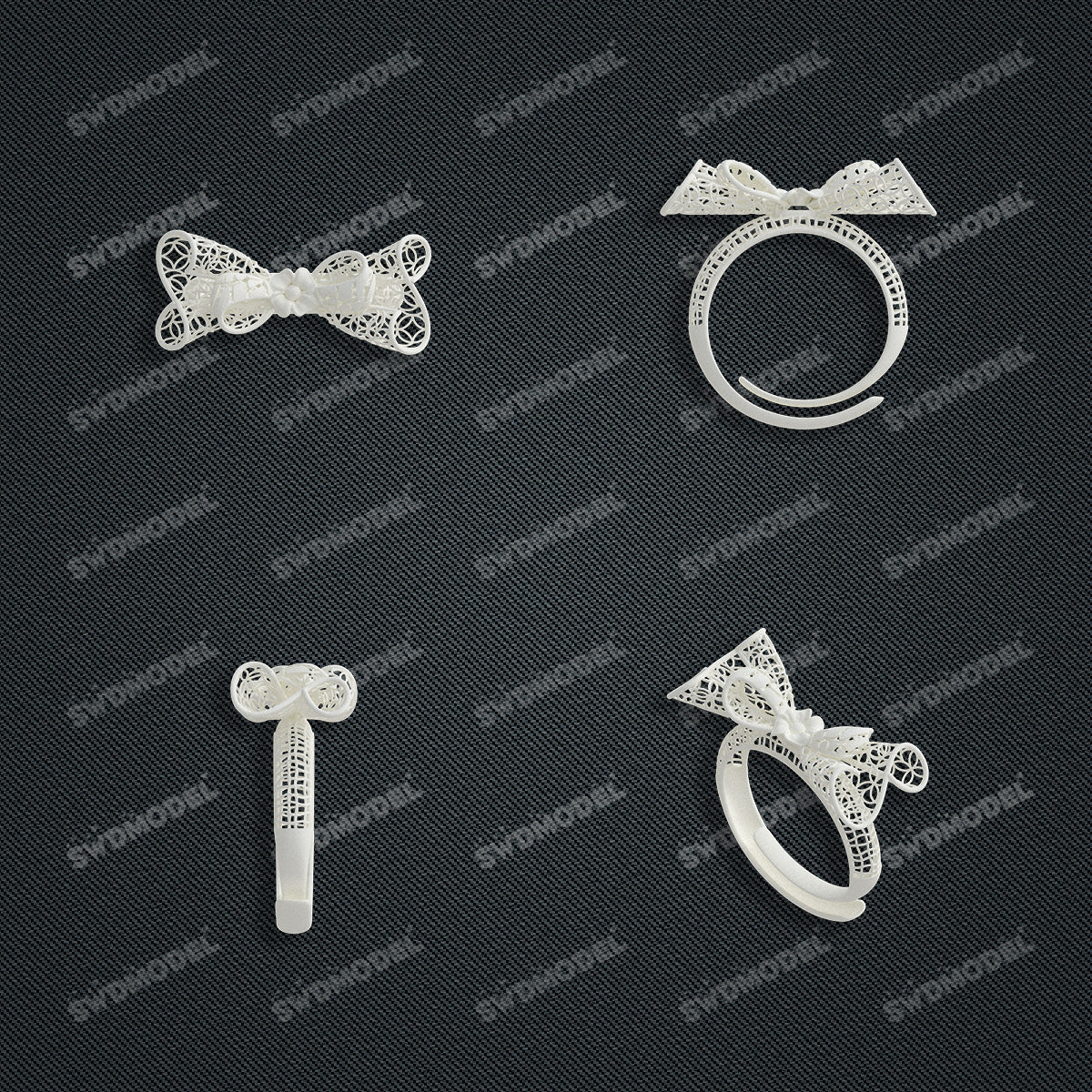 Jewelry set Filigree Ring White Wax Casting Resin 3D Printing Service  HML-09-R