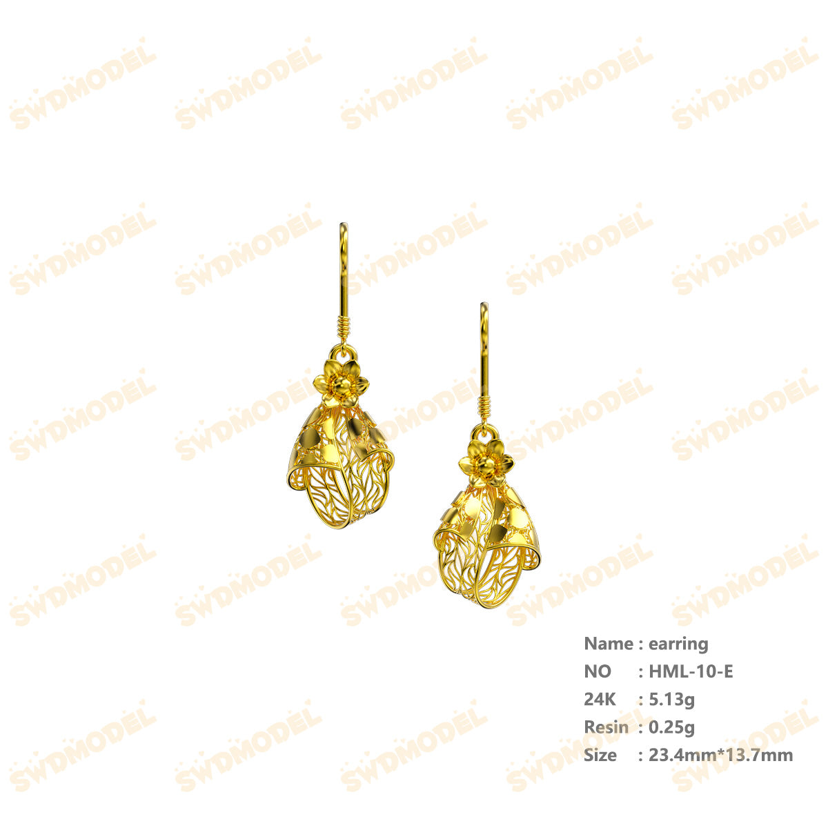 Jewelry set  Filigree Set   White Wax Casting Resin 3D Printing Service  HML-10