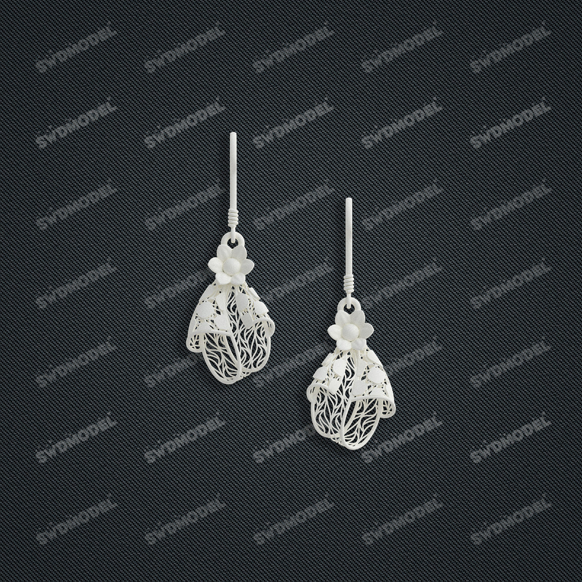 Jewelry set Filigree Earrings White Wax Casting Resin 3D Printing Service   HML-10-E