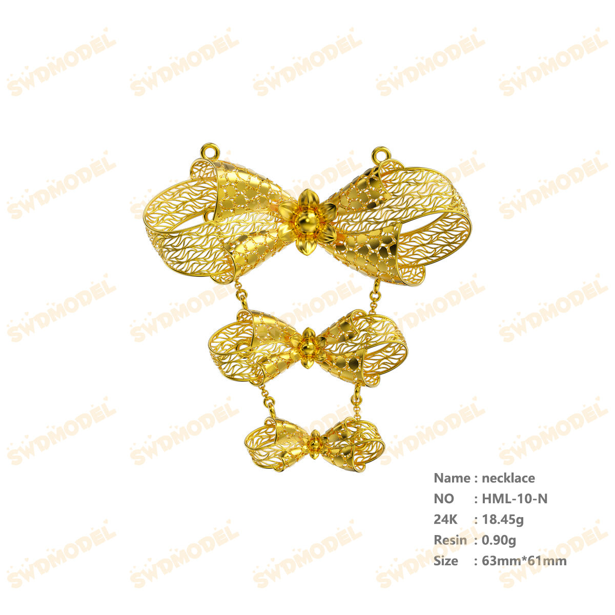 Jewelry set Filigree Necklace White Wax Casting Resin 3D Printing Service  HML-10-N