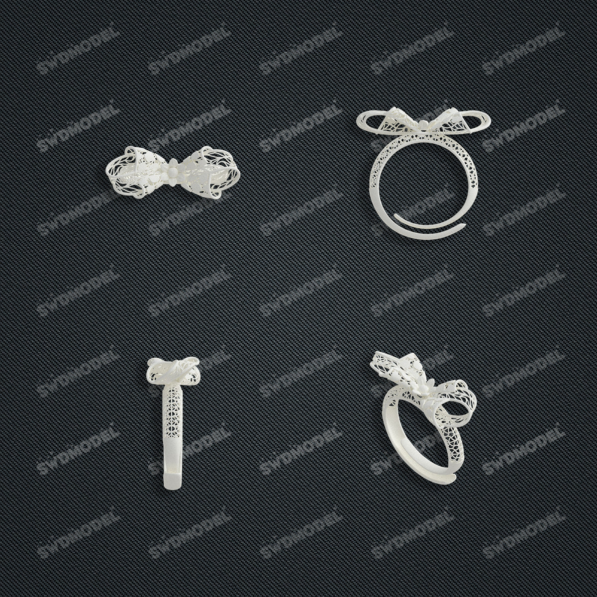 Jewelry set Filigree Ring White Wax Casting Resin 3D Printing Service  HML-10-R