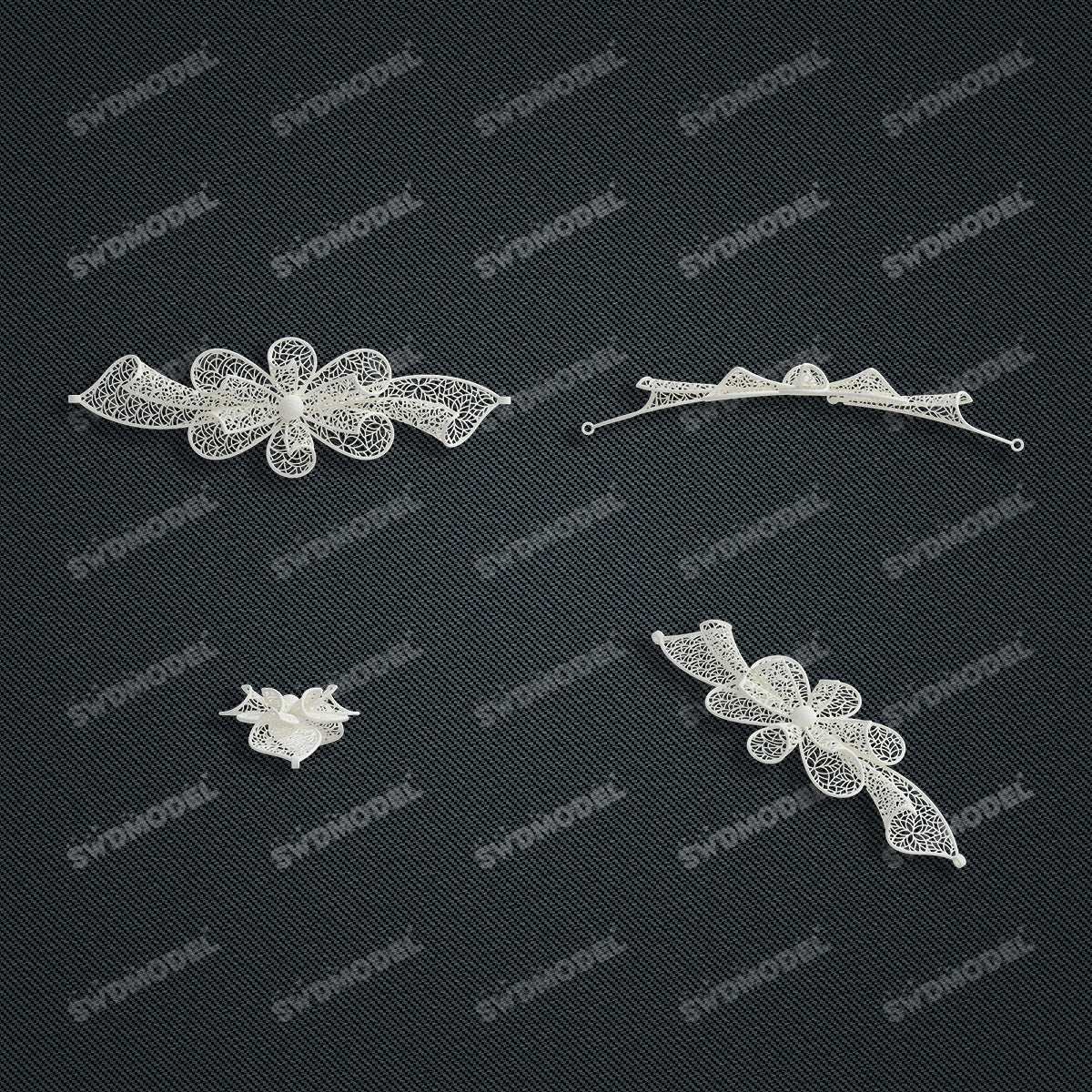 Jewelry set Filigree Bracelet White Wax Casting Resin 3D Printing Service   FNM-01-B
